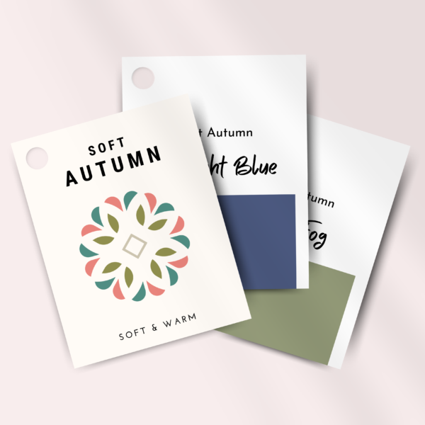 Soft Autumn kleurenwaaier met zachte, warme en neutrale kleuren. Onmisbaar bij het shoppen voor kleding en accessoires die perfect matchen met het Soft Autumn kleurtype.