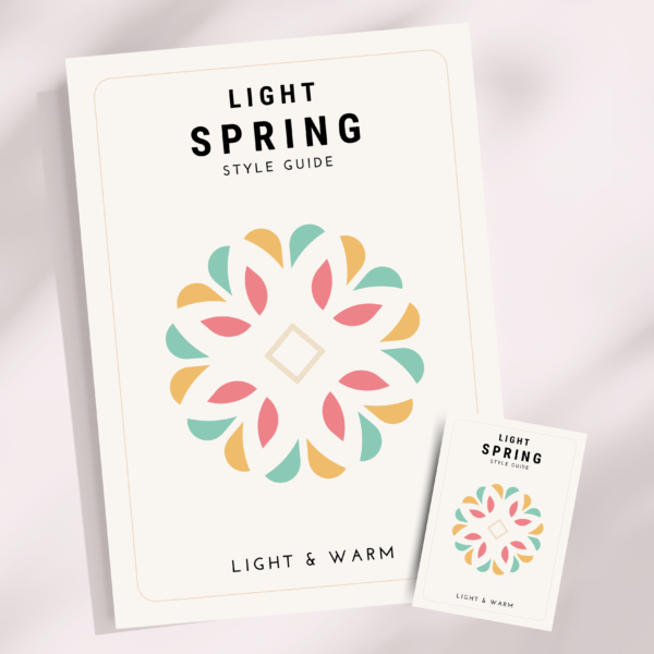 Light Spring Style Guide en Pocket Guide met kleuranalyse en stylingadvies voor Light Spring types. Dit warme en frisse seizoenstype straalt in heldere lentekleuren zoals koraalroze, botergeel en pistachegroen. Leer hoe je kleuren, make-up en accessoires kiest die jouw natuurlijke lichte uitstraling versterken.