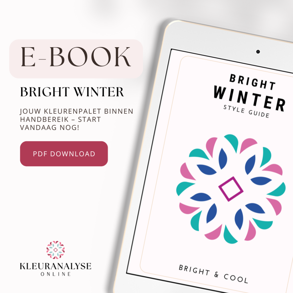 Bright Winter style guide e-book. Leer welke felle en koele kleuren jou het beste staan. Inclusief stijladvies en make-up tips. Download als PDF.