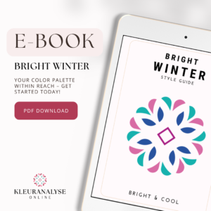 Bright Winter style guide e-book. Learn which bright and cool colors suit you best. Includes style advice and makeup tips. Download as PDF.