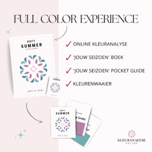Full Color Experience: online kleuranalyse met een kleurenwaaier, pocket guide en style guide voor een complete look.