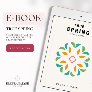 True Spring e-book with clothing advice and colors that enhance your look. Includes styling tips and a personal color palette.