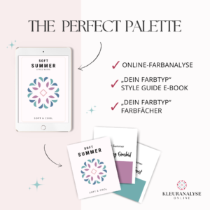 The Perfect Palette Farbanalyse-Paket mit Online-Farbanalyse, E-Book und Farbfächer für eine persönliche Farbberatung.