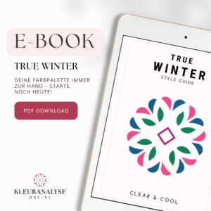True Winter E-Book mit Farbberatung und Styling-Tipps. Deine perfekte Farbpalette immer griffbereit. Lade das PDF herunter.  