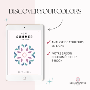 Pack Discover Your Colors comprenant une analyse de colorimétrie personnelle et un guide de style sous forme d’e-book. Inclut des conseils mode et maquillage.