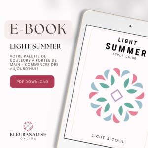 E-book Été Clair avec conseils de style, palette de couleurs pastel et astuces maquillage pour les types Été Clair. Téléchargement PDF. 